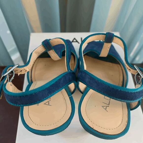 Aldo Womens Detamble Peep Toe High Heels Ankle Strap Blue EU 38 - Picture 8 of 13